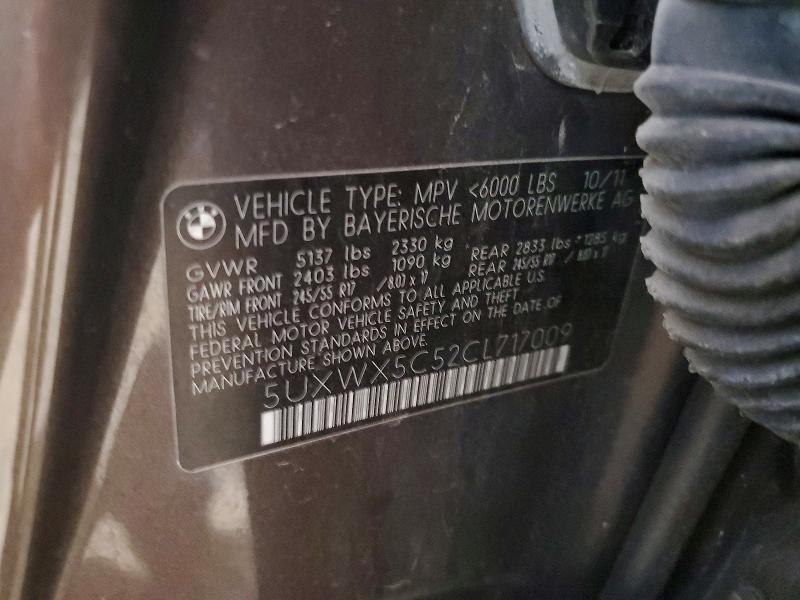 55439066 :رقم المزاد ، 5UXWX5C52CL717009 vin ، 2012 Bmw X3 مزاد بيع