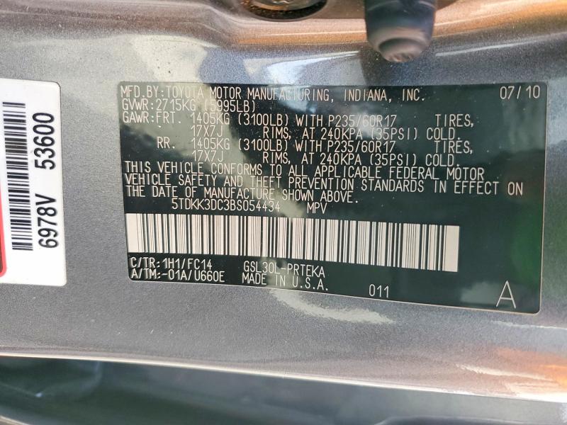 Продаж на аукціоні авто 2011 Toyota Sienna, vin: 5TDKK3DC3BS054434, номер лоту: 55718906