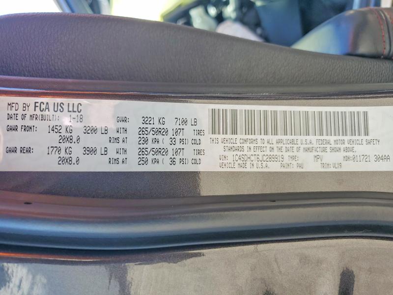Aukcja sprzedaży 2018 Dodge Durango, vin: 1C4SDHCT6JC289919, numer aukcji: 58295906