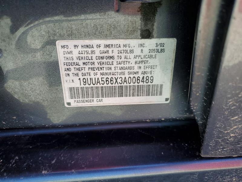 2003 Acura 3.2tl მანქანა იყიდება აუქციონზე, vin: 19UUA566X3A006489, აუქციონის ნომერი: 55695046