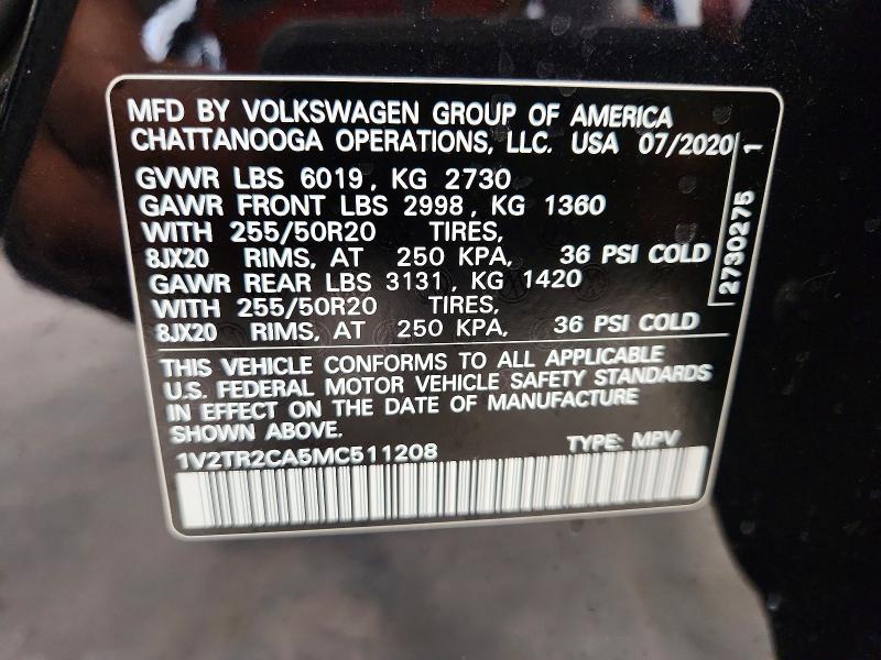 Продаж на аукціоні авто 2021 Volkswagen Atlas, vin: 1V2TR2CA5MC511208, номер лоту: 58605686