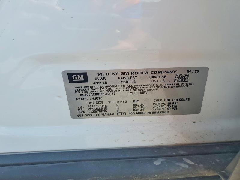 56804056 :رقم المزاد ، KL4CJASB9LB342077 vin ، 2020 Buick Encore مزاد بيع
