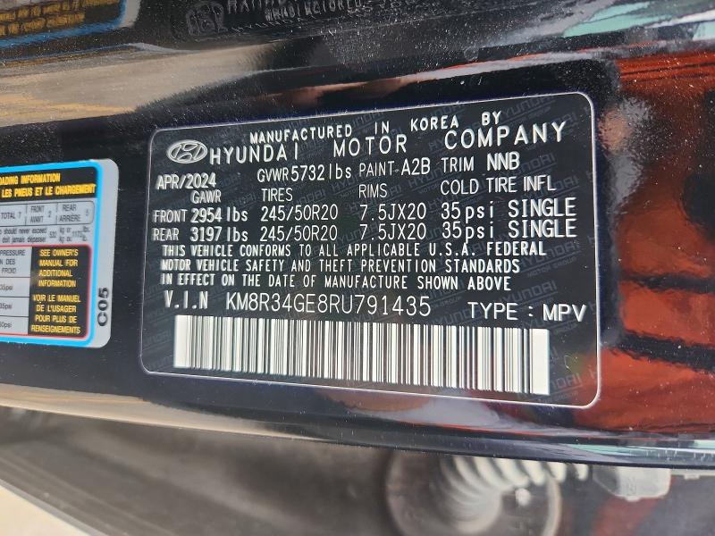 56442876 :رقم المزاد ، KM8R34GE8RU791435 vin ، 2024 Hyundai Palisade مزاد بيع