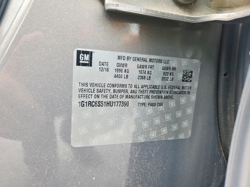 Aukcja sprzedaży 2017 Chevrolet Volt, vin: 1G1RC6S51HU177390, numer aukcji: 58621066