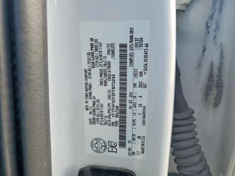54589326 :رقم المزاد ، 1FTFW1EF2FFB72242 vin ، 2015 Ford F150 مزاد بيع