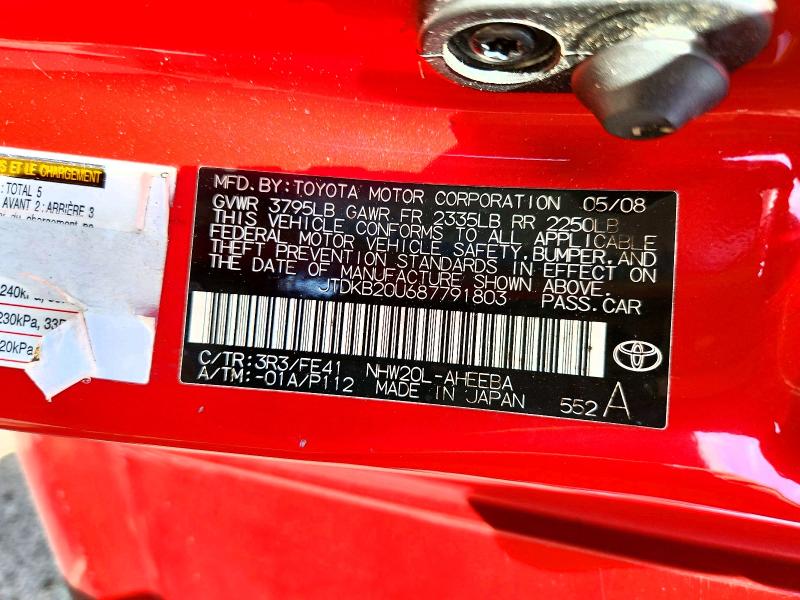 2008 Toyota Prius მანქანა იყიდება აუქციონზე, vin: JTDKB20U687791803, აუქციონის ნომერი: 56323126