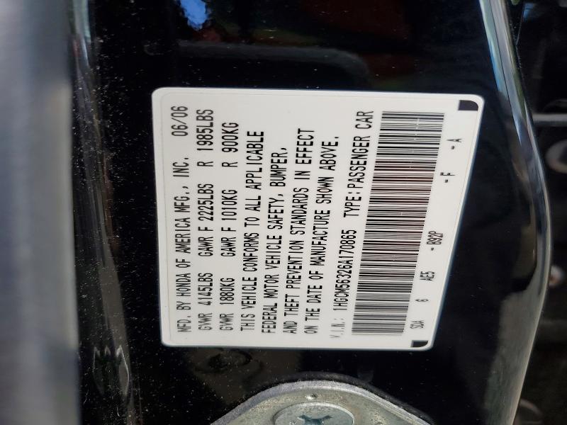 Aukcja sprzedaży 2006 Honda Accord, vin: 1HGCM56326A170865, numer aukcji: 57083456
