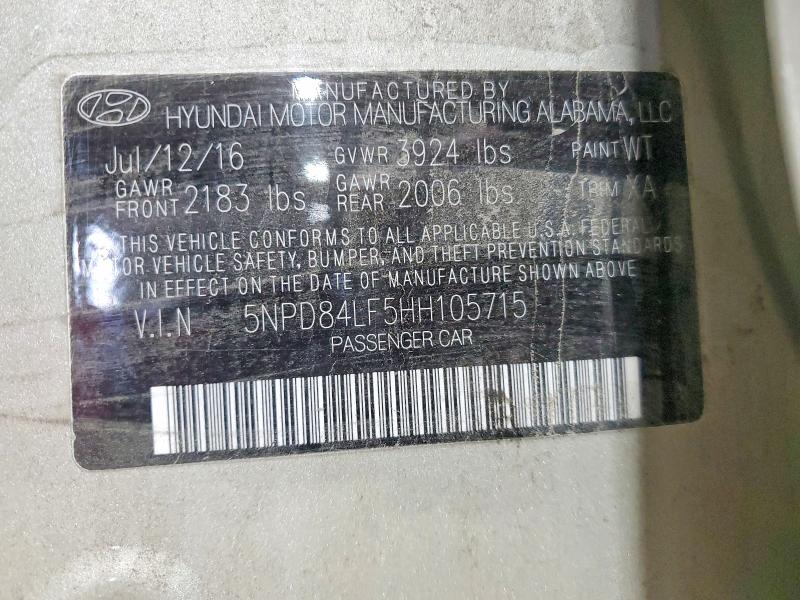 Продажа на аукционе авто 2017 Hyundai Elantra, vin: 5NPD84LF5HH105715, номер лота: 57688986