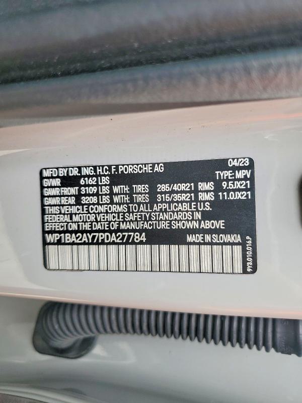 59599126 :رقم المزاد ، WP1BA2AY7PDA27784 vin ، 2023 Porsche Cayenne مزاد بيع