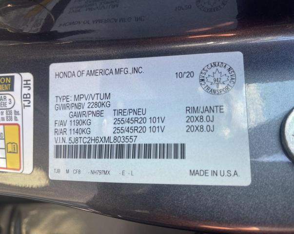 Продажа на аукционе авто 2021 Acura Rdx, vin: 5J8TC2H6XML803557, номер лота: 57876136