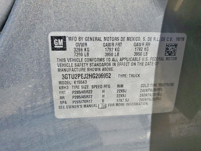 Продажа на аукционе авто 2017 Gmc Sierra, vin: 3GTU2PEJ2HG206952, номер лота: 56614906