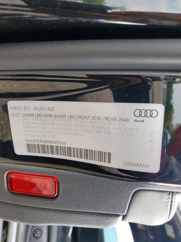 55375686 :رقم المزاد ، WAUFACF58MA045549 vin ، 2021 Audi A5 مزاد بيع
