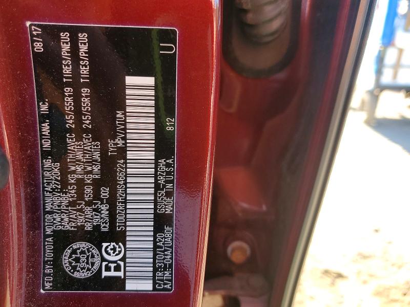 Продаж на аукціоні авто 2017 Toyota Highlander, vin: 5TDDZRFH2HS466224, номер лоту: 55412336