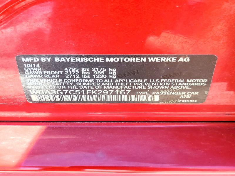 2015 Bmw 328 მანქანა იყიდება აუქციონზე, vin: WBA3G7C51FK297167, აუქციონის ნომერი: 54785086