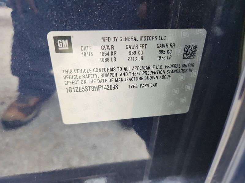 58550686 :رقم المزاد ، 1G1ZE5ST8HF142093 vin ، 2017 Chevrolet Malibu مزاد بيع