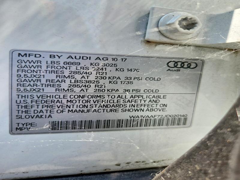 Aukcja sprzedaży 2018 Audi Q7, vin: WA1VAAF72JD020140, numer aukcji: 59166546