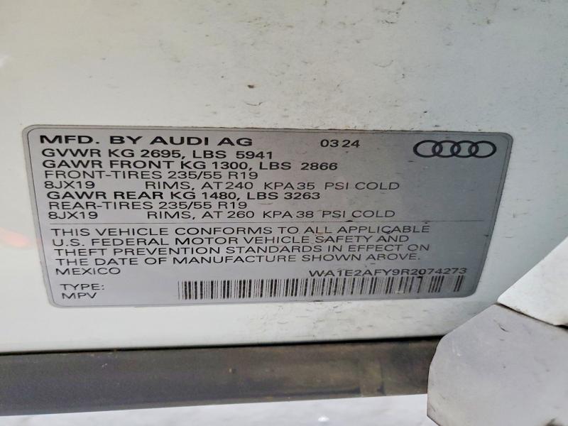 55784956 :رقم المزاد ، WA1E2AFY9R2074273 vin ، 2024 Audi Q5 E مزاد بيع