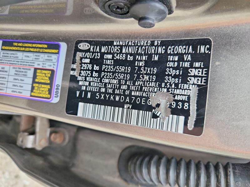 58804206 :رقم المزاد ، 5XYKWDA70EG465938 vin ، 2014 Kia Sorento مزاد بيع