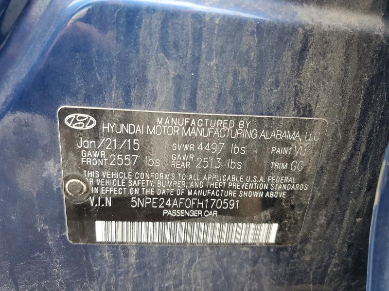 2015 Hyundai Sonata მანქანა იყიდება აუქციონზე, vin: 5NPE24AF0FH170591, აუქციონის ნომერი: 55408356