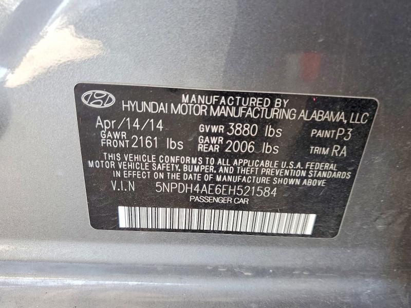 Aukcja sprzedaży 2014 Hyundai Elantra, vin: 5NPDH4AE6EH521584, numer aukcji: 56121036