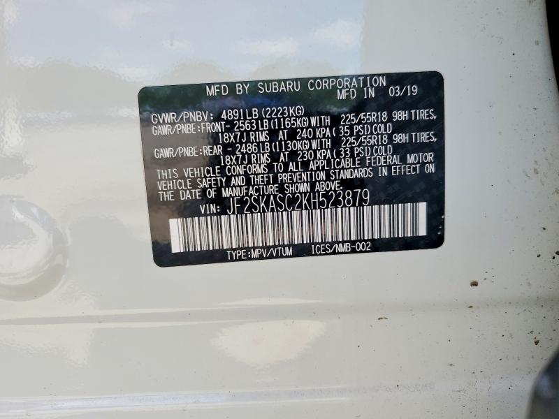 Продажа на аукционе авто 2019 Subaru Forester, vin: JF2SKASC2KH523879, номер лота: 56648876