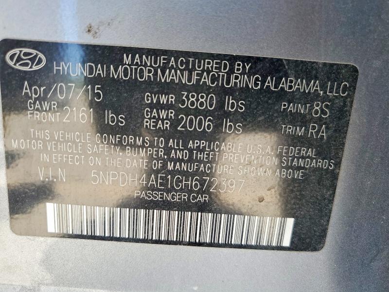 Aukcja sprzedaży 2016 Hyundai Elantra, vin: 5NPDH4AE1GH672397, numer aukcji: 85977355