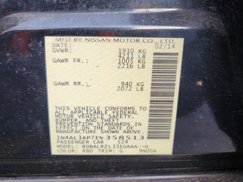 Aukcja sprzedaży 2014 Nissan Altima, vin: 1N4AL3AP7EN358513, numer aukcji: 58308226