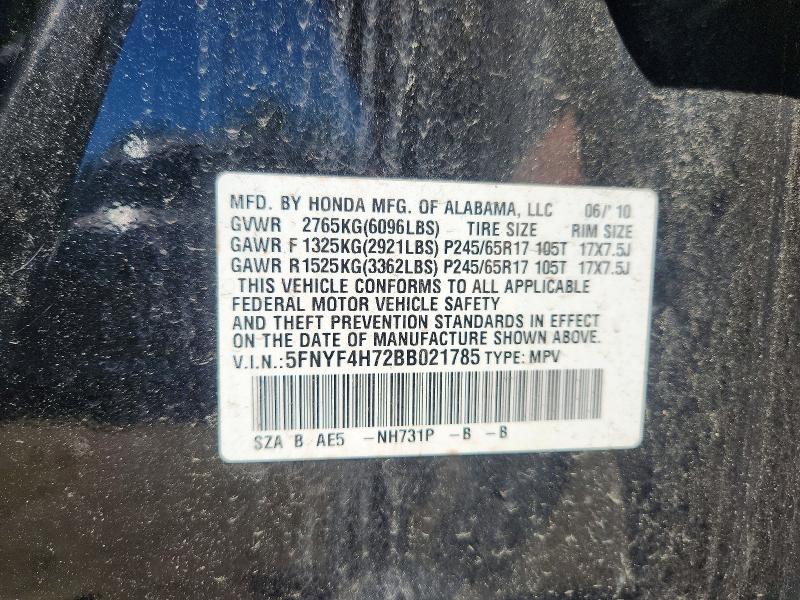 55515226 :رقم المزاد ، 5FNYF4H72BB021785 vin ، 2011 Honda Pilot مزاد بيع