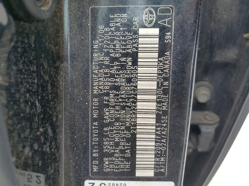 56459786 :رقم المزاد ، 2T1BR32E77C760905 vin ، 2007 Toyota Corolla مزاد بيع