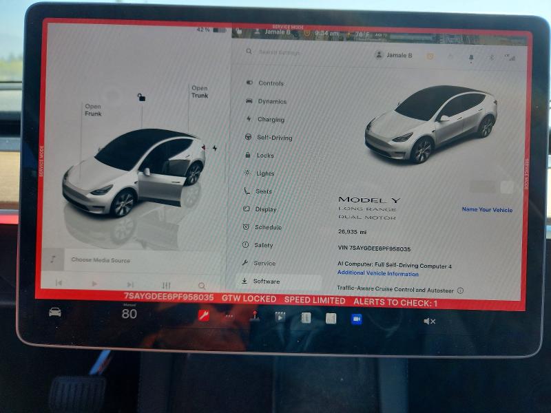 Продажа на аукционе авто 2023 Tesla Model Y, vin: 7SAYGDEE6PF958035, номер лота: 57566686