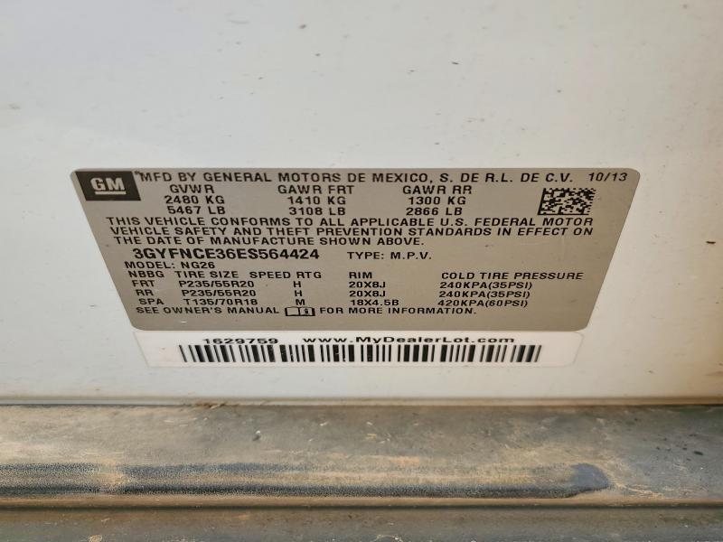55468146 :رقم المزاد ، 3GYFNCE36ES564424 vin ، 2014 Cadillac Srx مزاد بيع