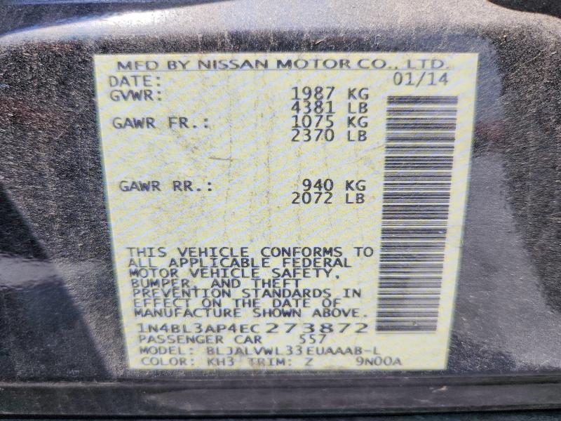 Aukcja sprzedaży 2014 Nissan Altima, vin: 1N4BL3AP4EC273872, numer aukcji: 55632476