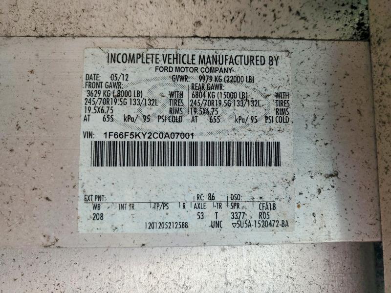 Aukcja sprzedaży 2012 Ford F59, vin: 1F66F5KY2C0A07001, numer aukcji: 58827466
