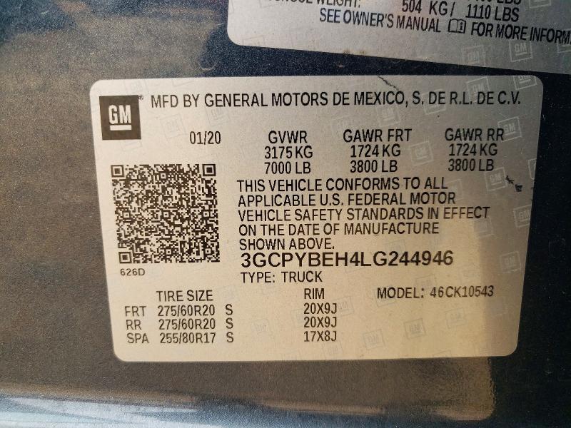 Aukcja sprzedaży 2020 Chevrolet Silverado, vin: 3GCPYBEH4LG244946, numer aukcji: 56625366