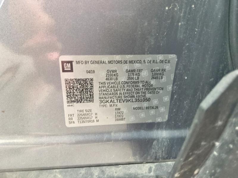 2019 Gmc Terrain მანქანა იყიდება აუქციონზე, vin: 3GKALTEV9KL351050, აუქციონის ნომერი: 56343506