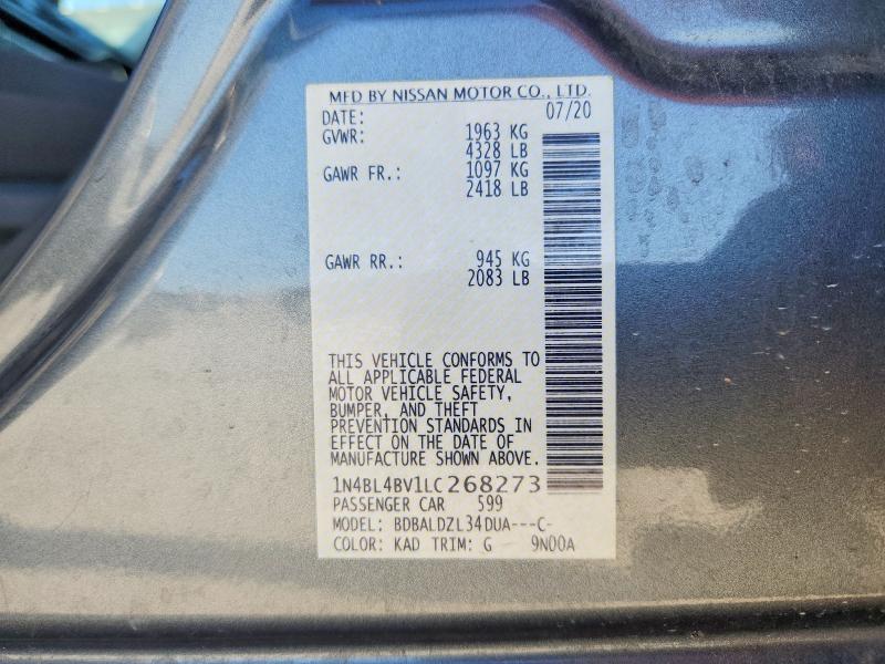 Продаж на аукціоні авто 2020 Nissan Altima, vin: 1N4BL4BV1LC268273, номер лоту: 55738146