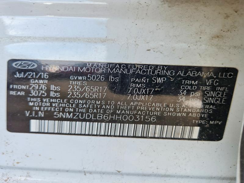 Продаж на аукціоні авто 2017 Hyundai Santa Fe Sport, vin: 5NMZUDLB6HH003156, номер лоту: 57050426