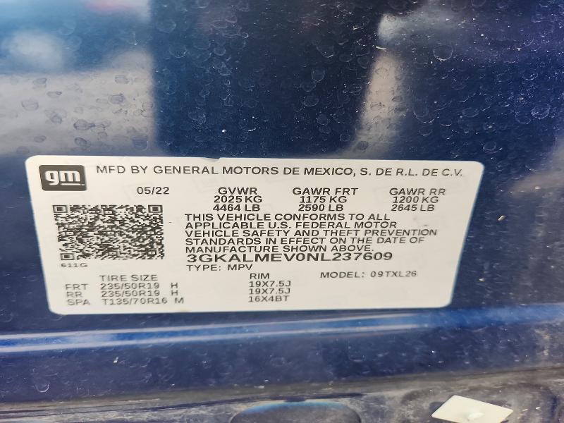 2022 Gmc Terrain მანქანა იყიდება აუქციონზე, vin: 3GKALMEV0NL237609, აუქციონის ნომერი: 58550816
