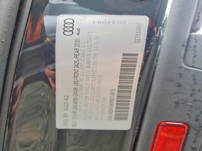 2021 Audi A4 მანქანა იყიდება აუქციონზე, vin: WAUABAF48MN014815, აუქციონის ნომერი: 56723036