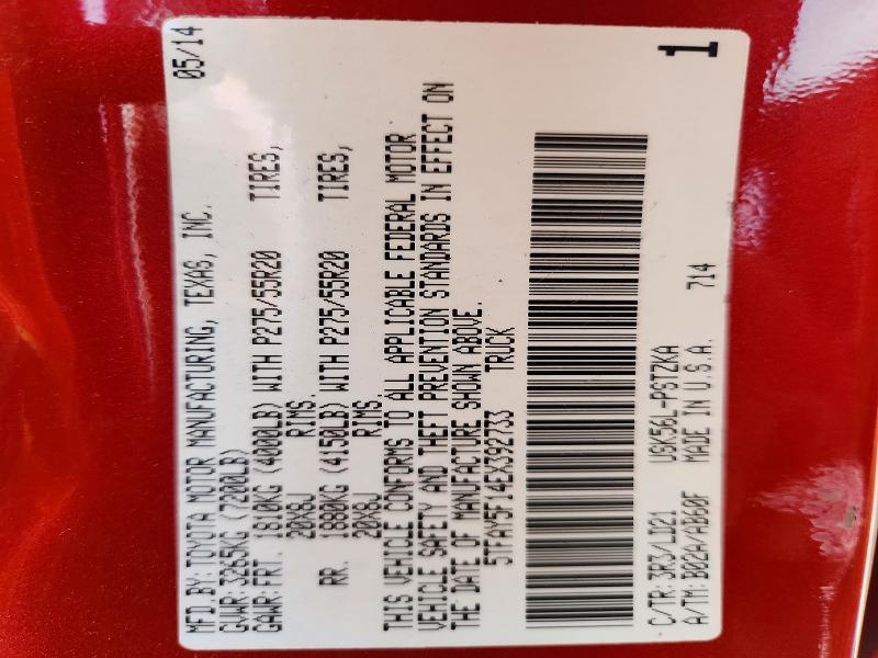 Aukcja sprzedaży 2014 Toyota Tundra, vin: 5TFAY5F14EX392733, numer aukcji: 57899726