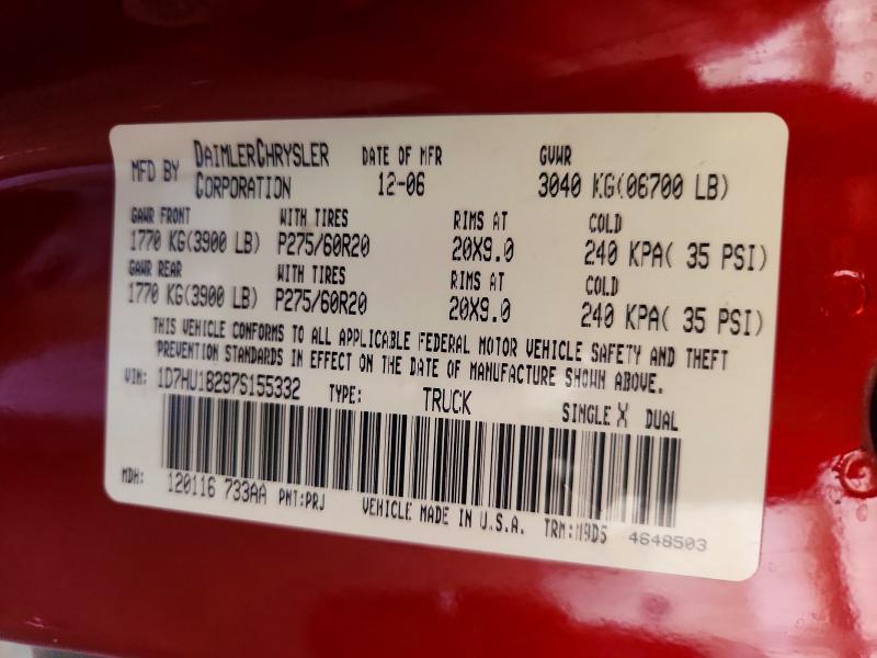 Продаж на аукціоні авто 2007 Dodge Ram 1500, vin: 1D7HU18297S155332, номер лоту: 58988596