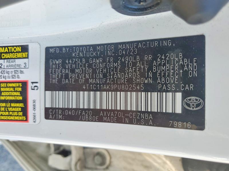 Aukcja sprzedaży 2023 Toyota Camry, vin: 4T1C11AK9PU802545, numer aukcji: 55435666