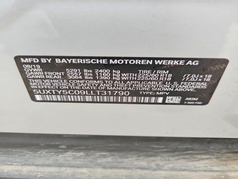 2020 Bmw X3 მანქანა იყიდება აუქციონზე, vin: 5UXTY5C09LLT31790, აუქციონის ნომერი: 55838706