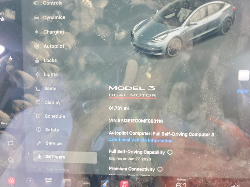 2021 Tesla Model 3 მანქანა იყიდება აუქციონზე, vin: 5YJ3E1EC0MF093116, აუქციონის ნომერი: 56902736