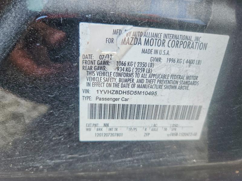 2013 Mazda 6 მანქანა იყიდება აუქციონზე, vin: 1YVHZ8DH5D5M10495, აუქციონის ნომერი: 85625165