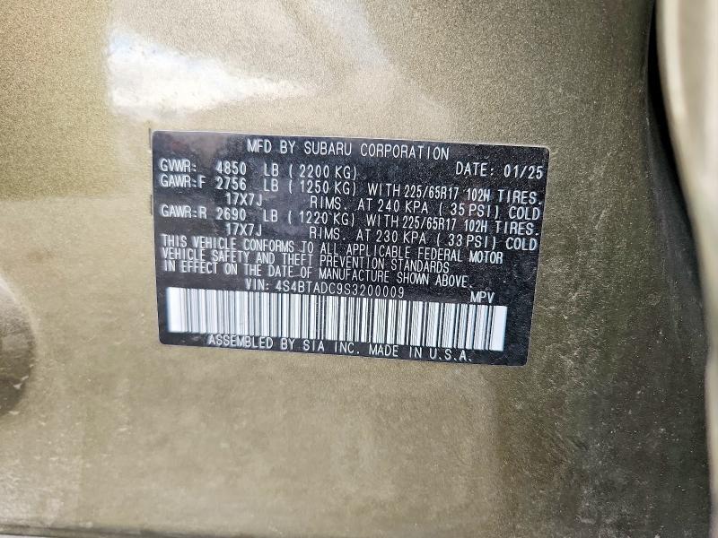 Продажа на аукционе авто 2025 Subaru Outback, vin: 4S4BTADC9S3200009, номер лота: 58492686