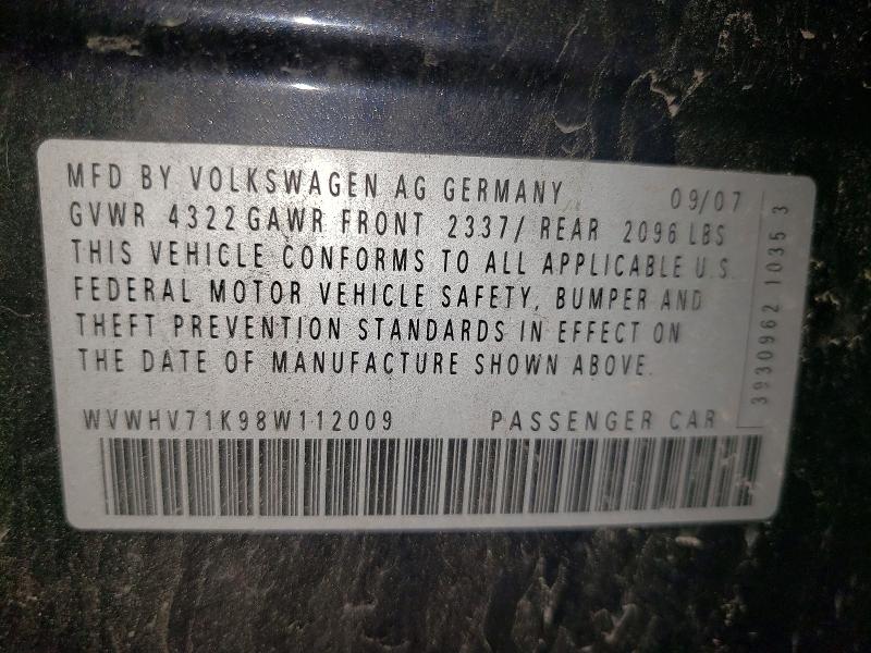 Aukcja sprzedaży 2008 Volkswagen Gti, vin: WVWHV71K98W112009, numer aukcji: 56238876
