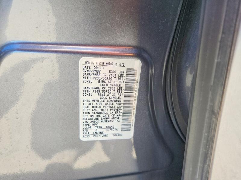 Продажа на аукционе авто 2014 Infiniti Qx70, vin: JN8CS1MU5EM451374, номер лота: 58232636