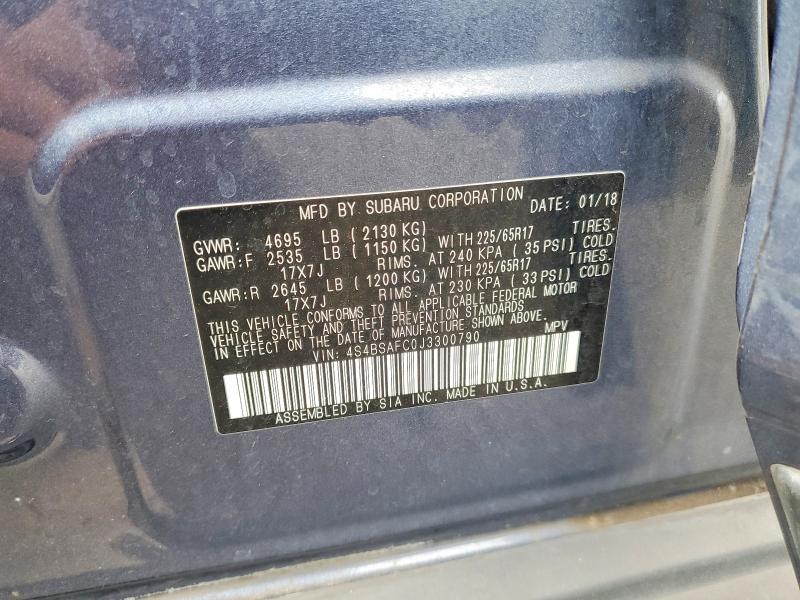 Aukcja sprzedaży 2018 Subaru Outback, vin: 4S4BSAFC0J3300790, numer aukcji: 55949166