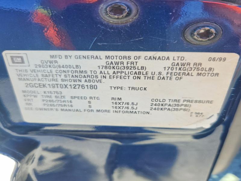 Aukcja sprzedaży 1999 Chevrolet Silverado, vin: 2GCEK19T0X1276180, numer aukcji: 55219856